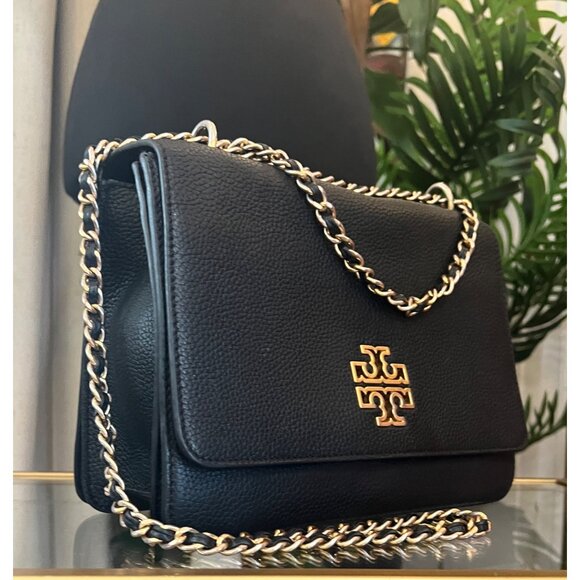 TORY BURCH BLACK LEATHER BRITTEN SHOULDER BAG - Picture 6 of 13